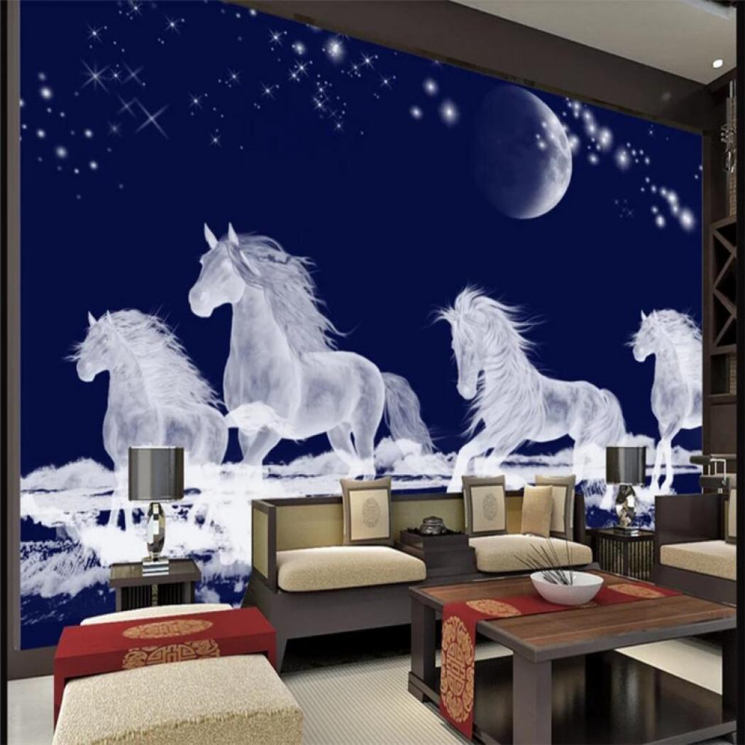 ซื้อที่ไหน 3d Wallpaper Hd Stereo Running Horse Tv - Horses In The Moonlight - HD Wallpaper 