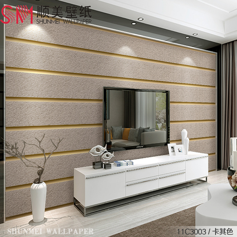 Horizontal Stripes Wallpaper 3d Stereo Suede Modern - Modern Simple Living Room Design - HD Wallpaper 