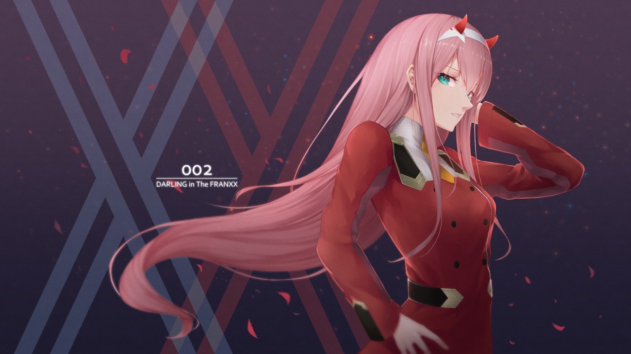 Darling In The Franxx, Zero Two, Long Pink Hair - Darling In The Franxx - HD Wallpaper 
