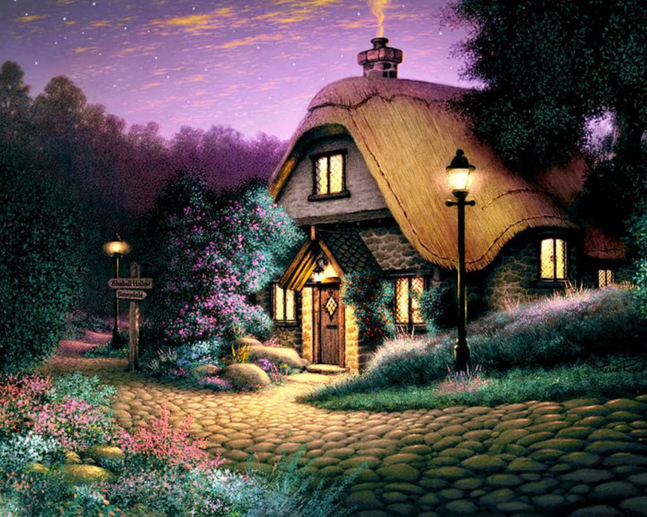 Cottage Evening - HD Wallpaper 