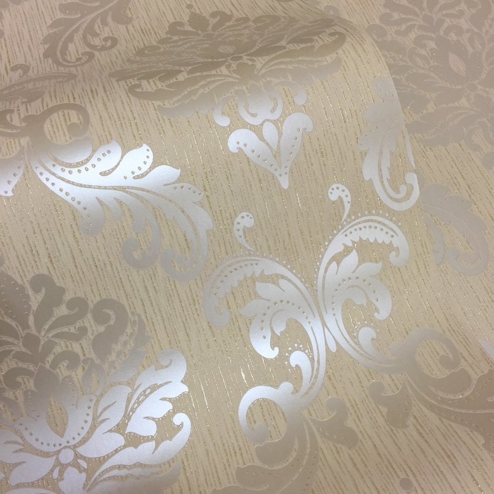Cream And Gold Damask - HD Wallpaper 