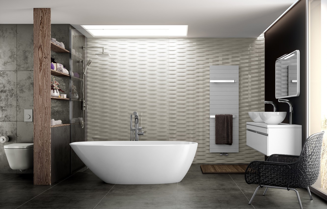 Photo Wallpaper Design, Interior, Chair, Bath, The - Interior Design Of Bathroom - HD Wallpaper 
