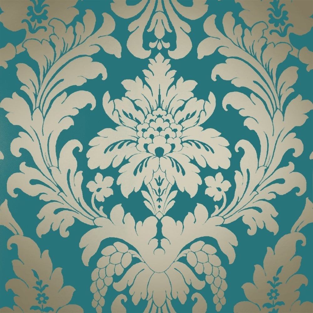 Crown Signature Rich Teal Wallpeoer M1064 - HD Wallpaper 