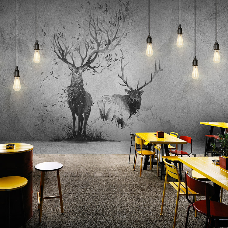 3d Nordic Creative Deer Wallpaper Living Room Bedroom - Mural Wall Industrial - HD Wallpaper 