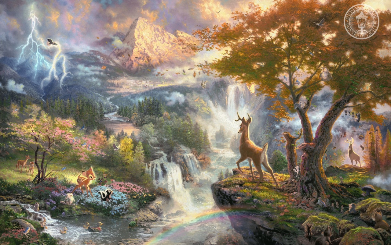 Bambi Wallpapers - Nature With Animals Paintings - HD Wallpaper 