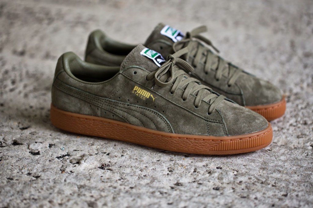 puma suede green gum sole