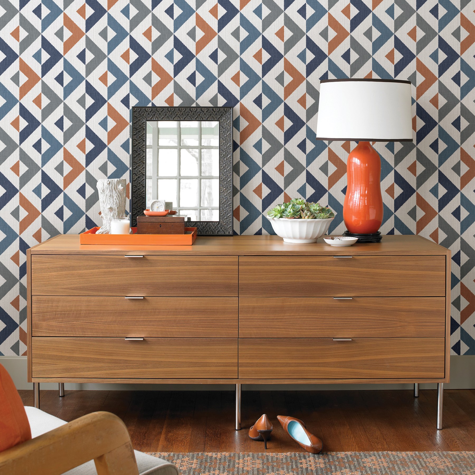 Papel Pintado Geometrico Naranja - HD Wallpaper 