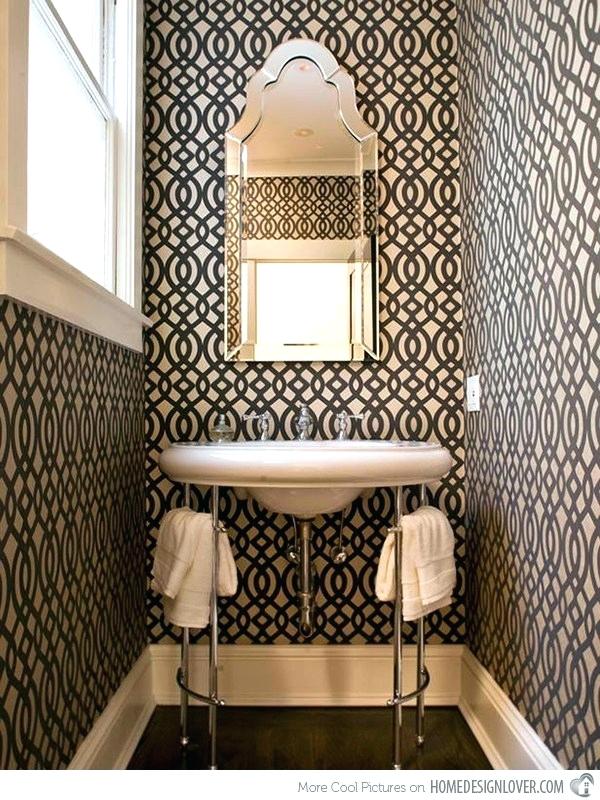 Wallpaper For Bathrooms Black And White In Powder Rooms - Black And White Wallpaper For Bathrooms - HD Wallpaper 