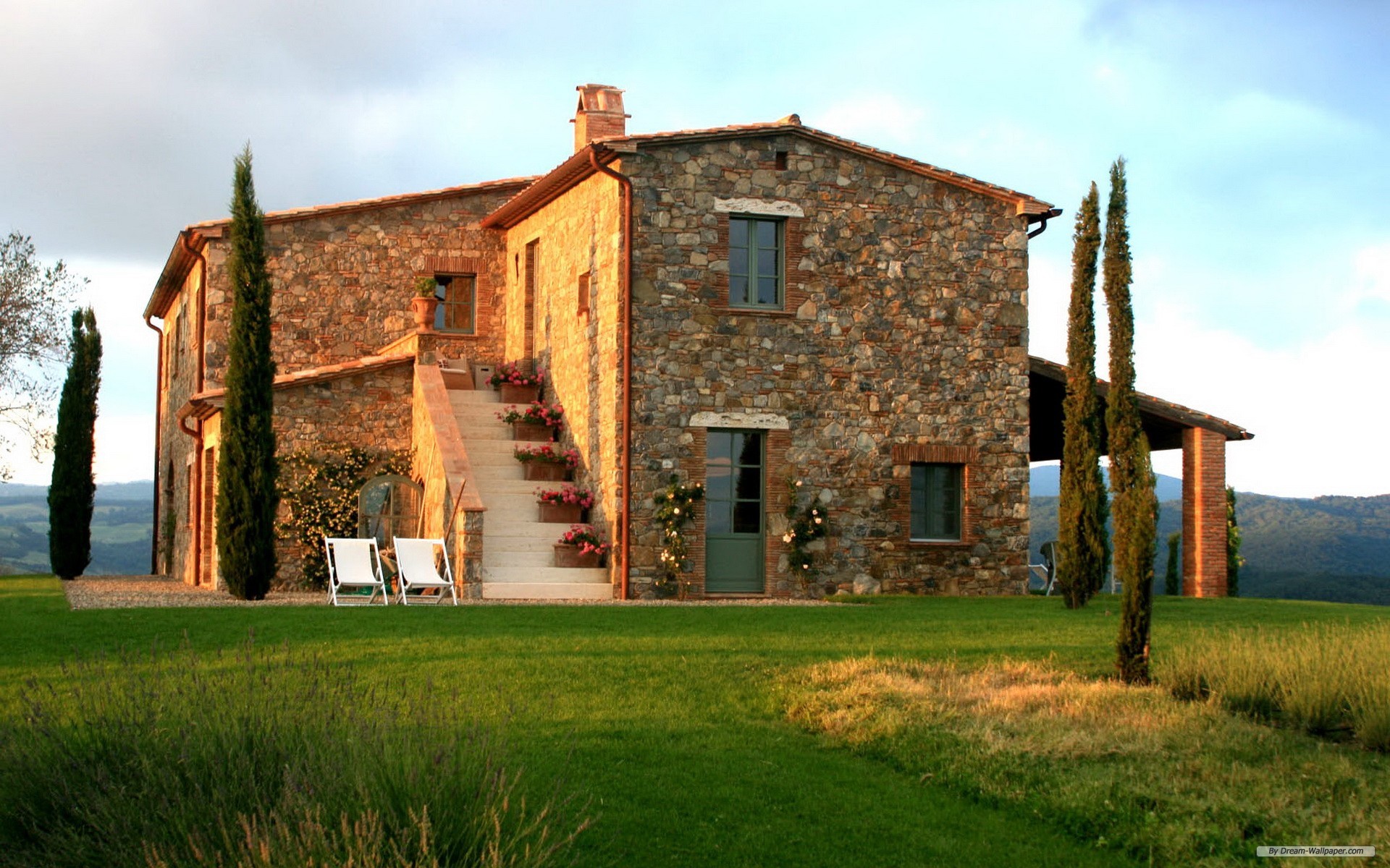 Free Nature Wallpaper - Tuscany Country House - HD Wallpaper 
