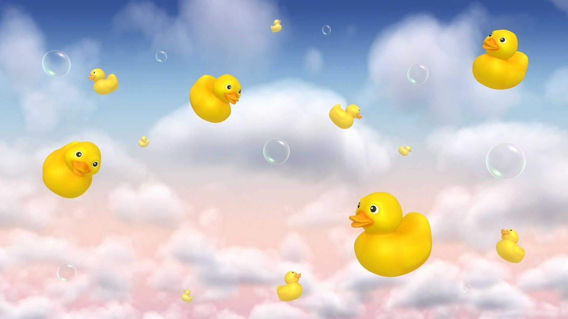 1920x1080, Floating Rubber Ducks And Bubbles Hd Wallpaper - Background