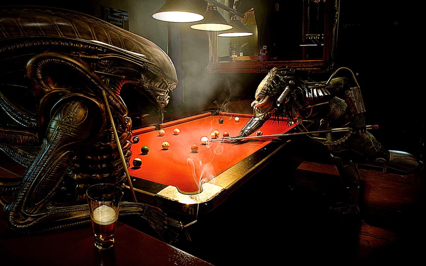 Aliens Vs Predator Movie Billiards Tables Hd Wallpaper - Alien Vs Predator 3d - HD Wallpaper 