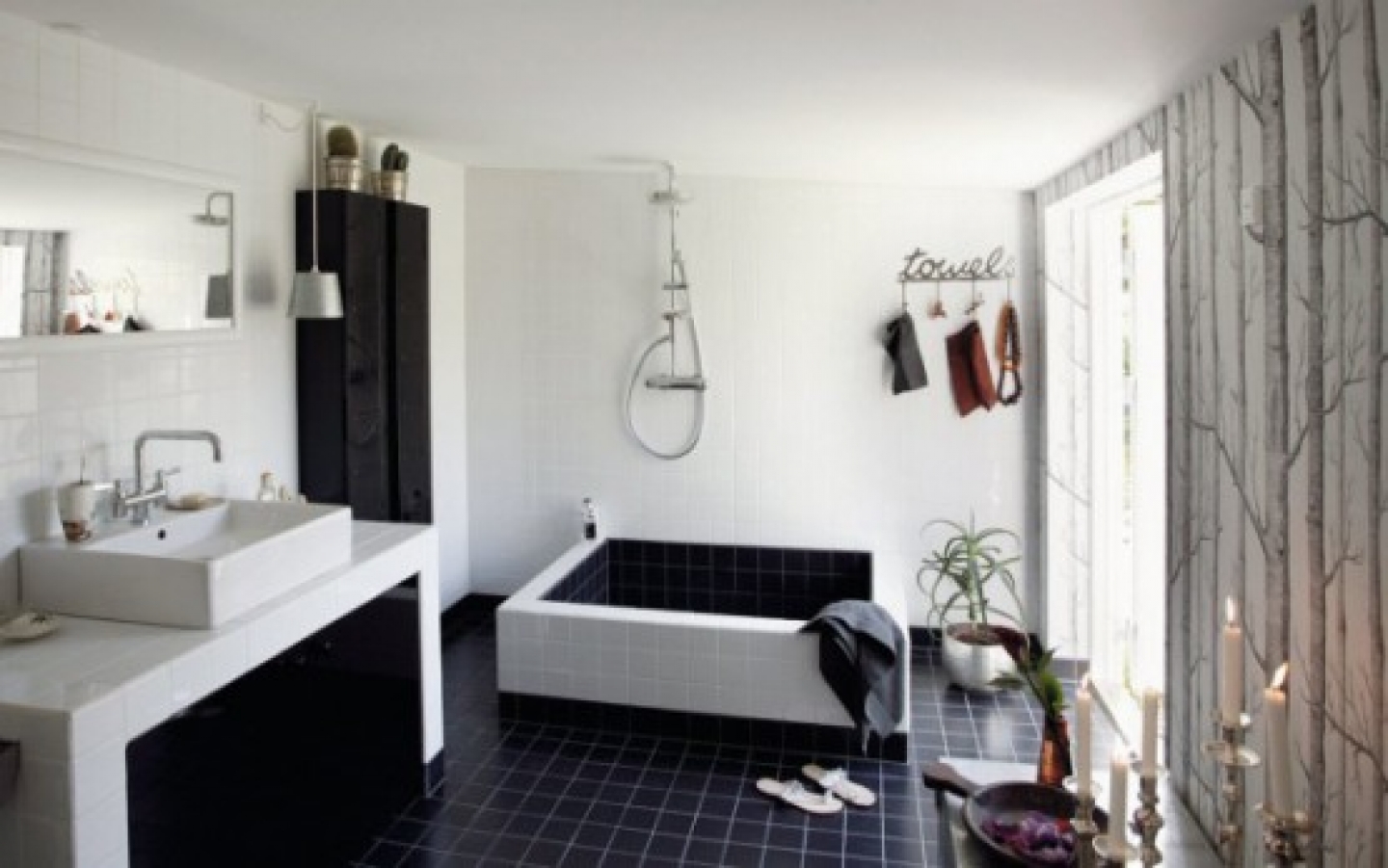 Black And White Wallpaper For Bathroom 31 Cool Wallpaper - Black And White Bathroom - HD Wallpaper 