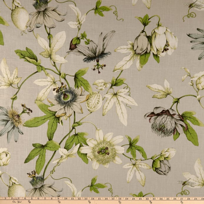 P Kaufmann Country Cottage Linen Dove - Floral Upholstery Fabric - HD Wallpaper 