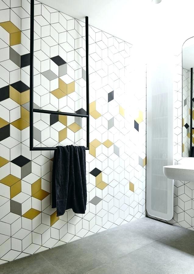 Wall Designs For Bathrooms Wallpaper For Bathroom Ideas - Geometric Bathroom Tile Ideas - HD Wallpaper 