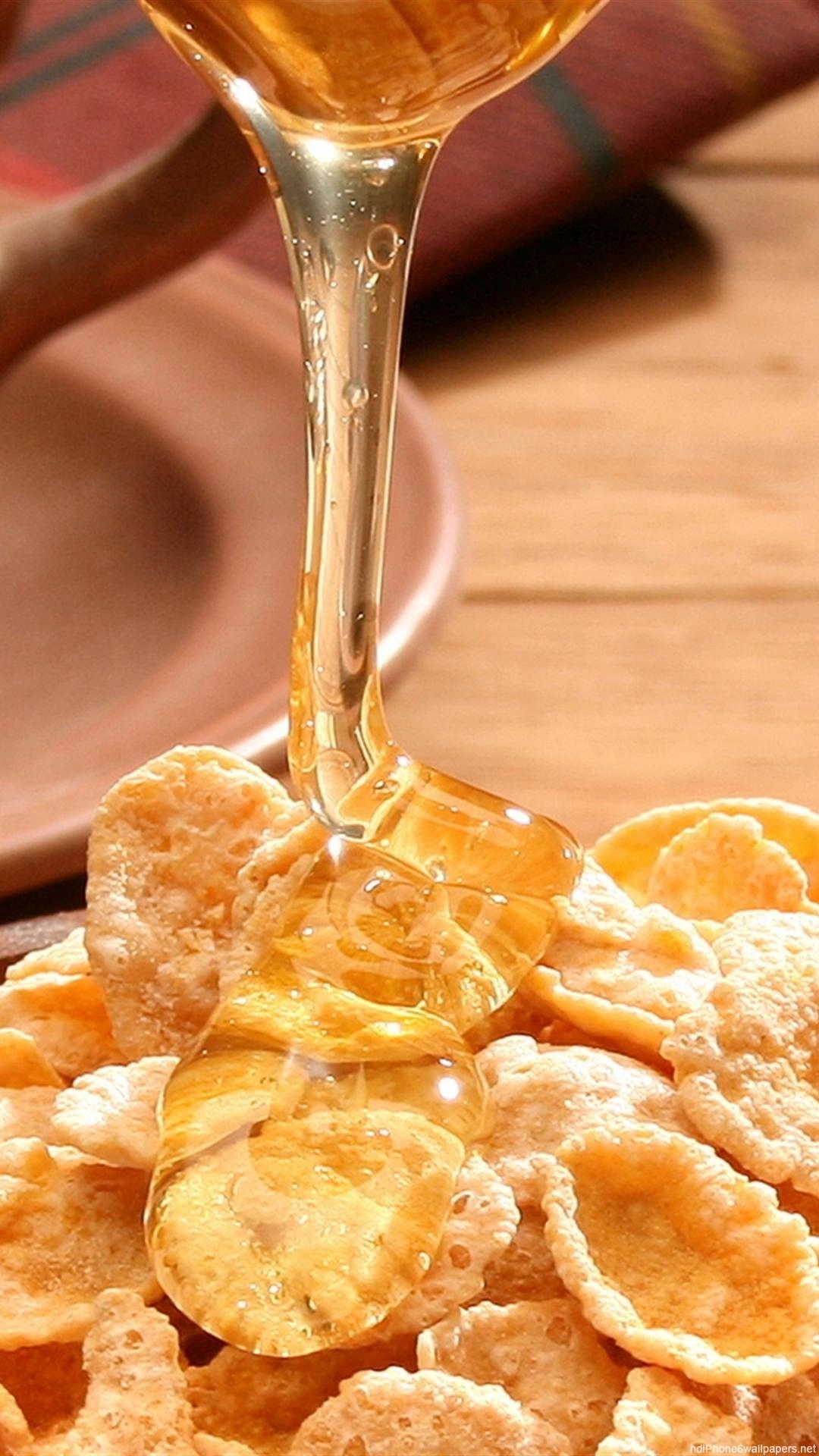 Flakes Honey Breakfast Iphonewallpapers Hd And 1080pplus - Honey Background For Iphone - HD Wallpaper 