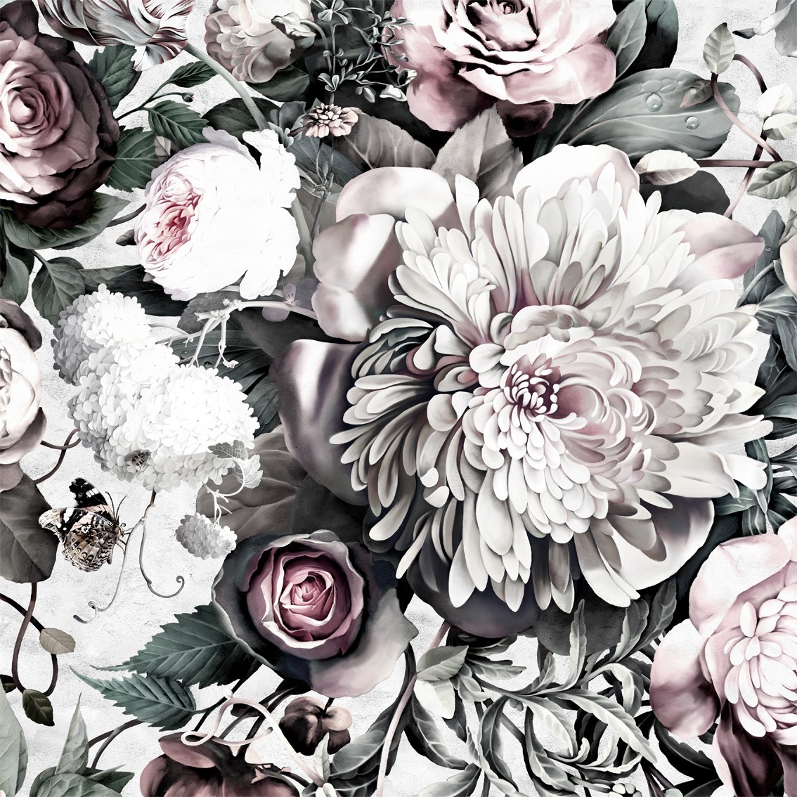 Ideas About Floral Print Wallpaper On Pinterest Flower - Grey Wallpaper With Flowers - HD Wallpaper 
