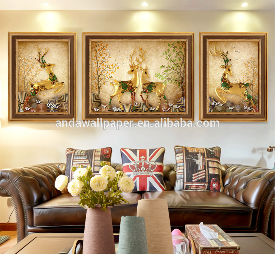 617pt Wallpaper Home Decoration Deer Elk Wild Animal - تابلو سه بعدی دیواری - HD Wallpaper 