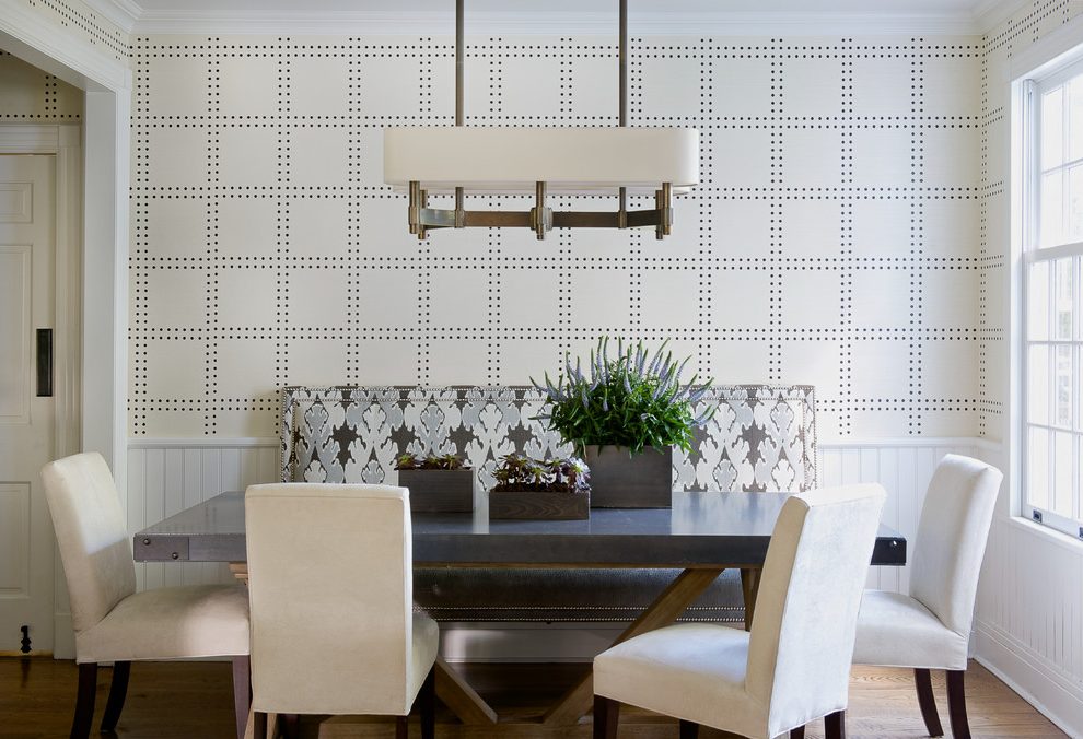 Dining Room Beadboard Wallpaper On Contemporary Modern - Dining Room - HD Wallpaper 