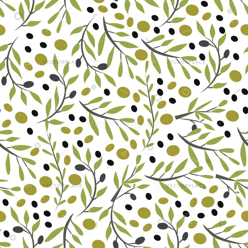 Olive Branch Seamless Pattern - Olive Branch Background - 1000x1000