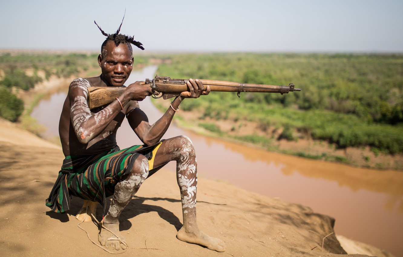 Photo Wallpaper Weapons, Army, Soldiers, Ethiopia - Фото Негра Мужчины - HD Wallpaper 