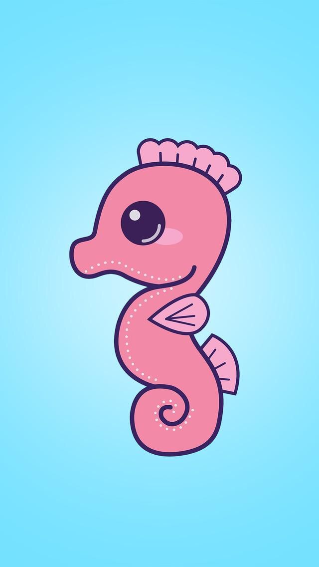 Sea Horse Cute Drawing - HD Wallpaper 