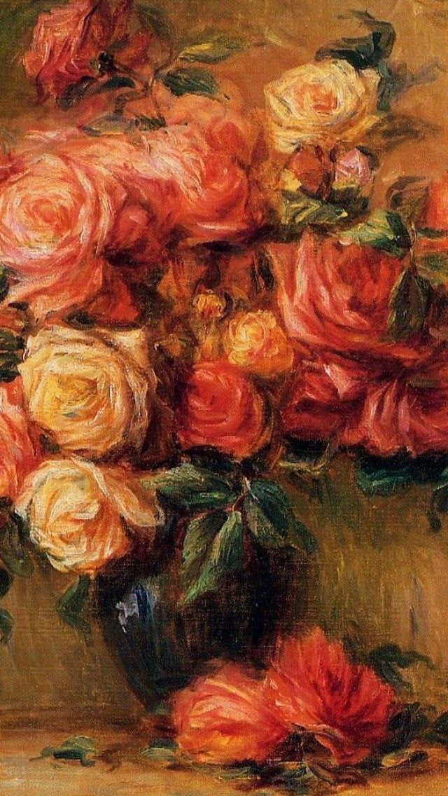 Bouquet Of Roses By Pierre Auguste Renoir - HD Wallpaper 