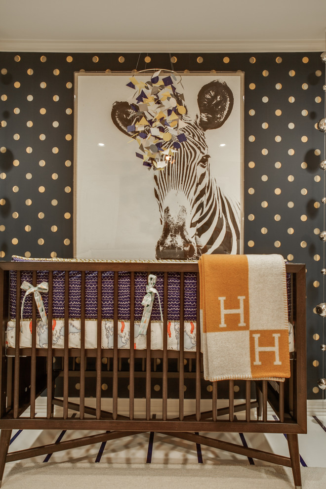 Cool Baby Trend Nursery Center In Nursery Transitional - Scalamandre Zebras Wallpaper Wp81388m - HD Wallpaper 