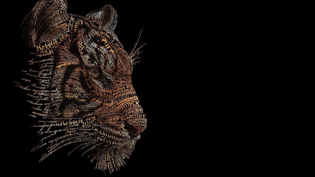 Animals Tigers Typography Wallpapers - Tiger Made Of Words - HD Wallpaper 