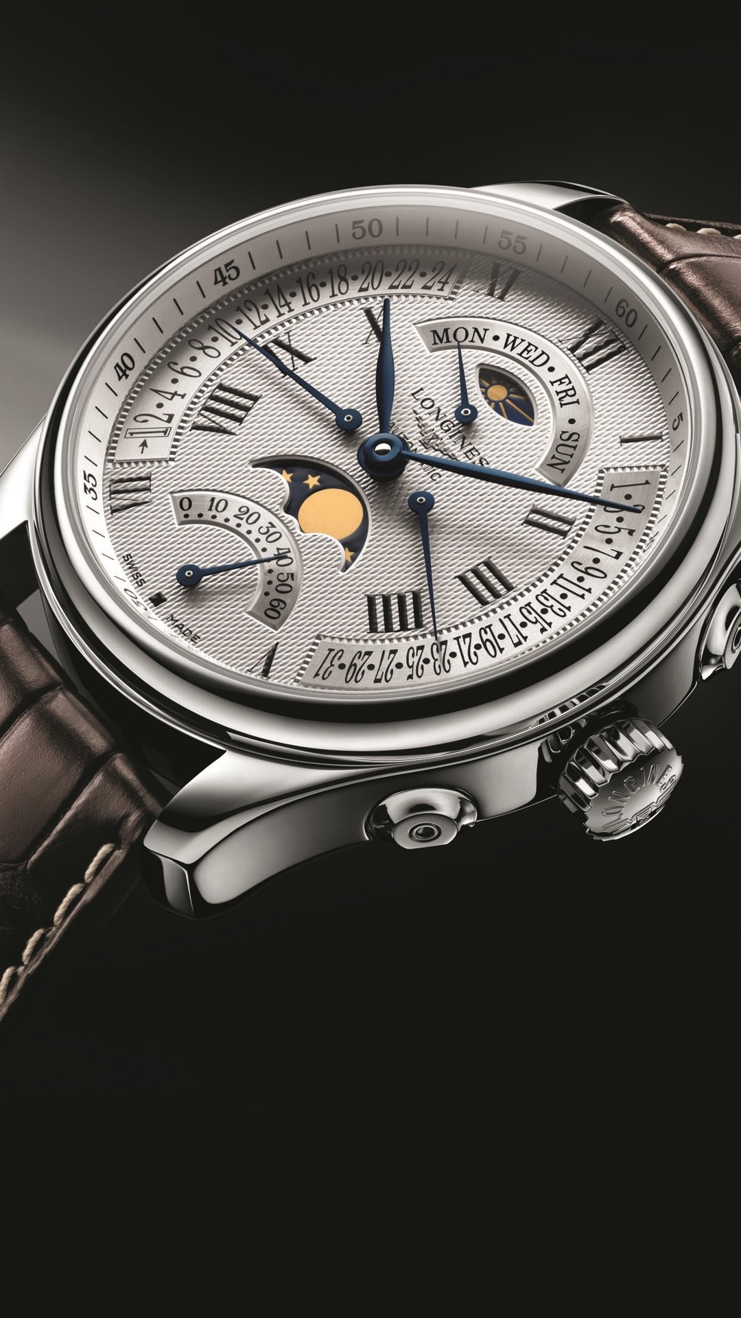 Iphone Wallpaper Longines Watch Portrait Close-up - Longines Master Collection Retrograde Moon - HD Wallpaper 