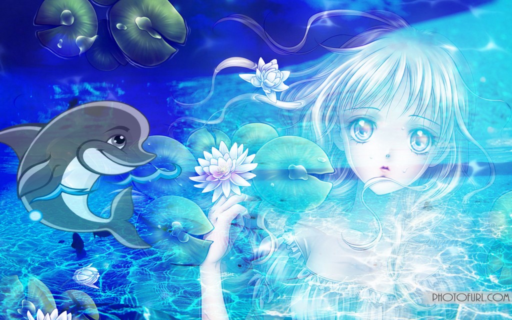 Anime Girl Laying In Water - HD Wallpaper 