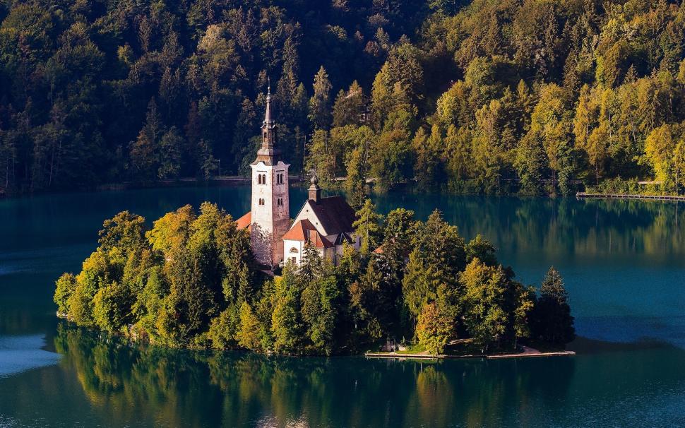 Slovenia, Lake Bled, Church, Island, Trees Wallpaper,slovenia - Lake Bled - HD Wallpaper 