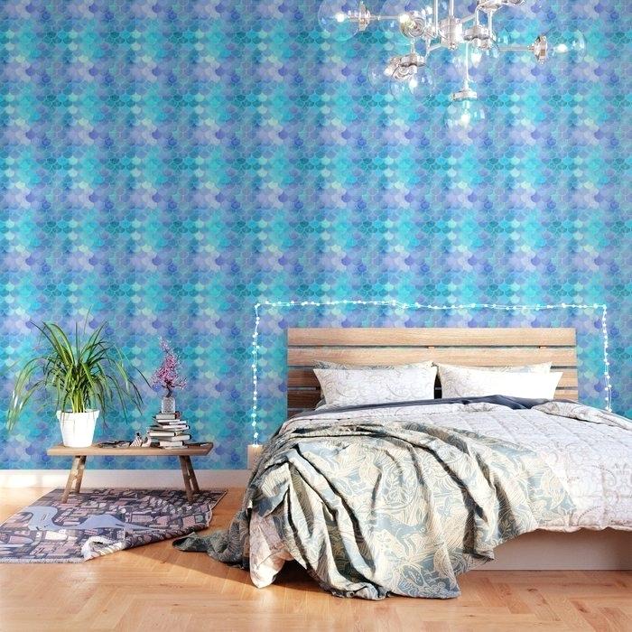 Mermaid Wallpaper For Walls Aqua Gold Scale Pattern - HD Wallpaper 