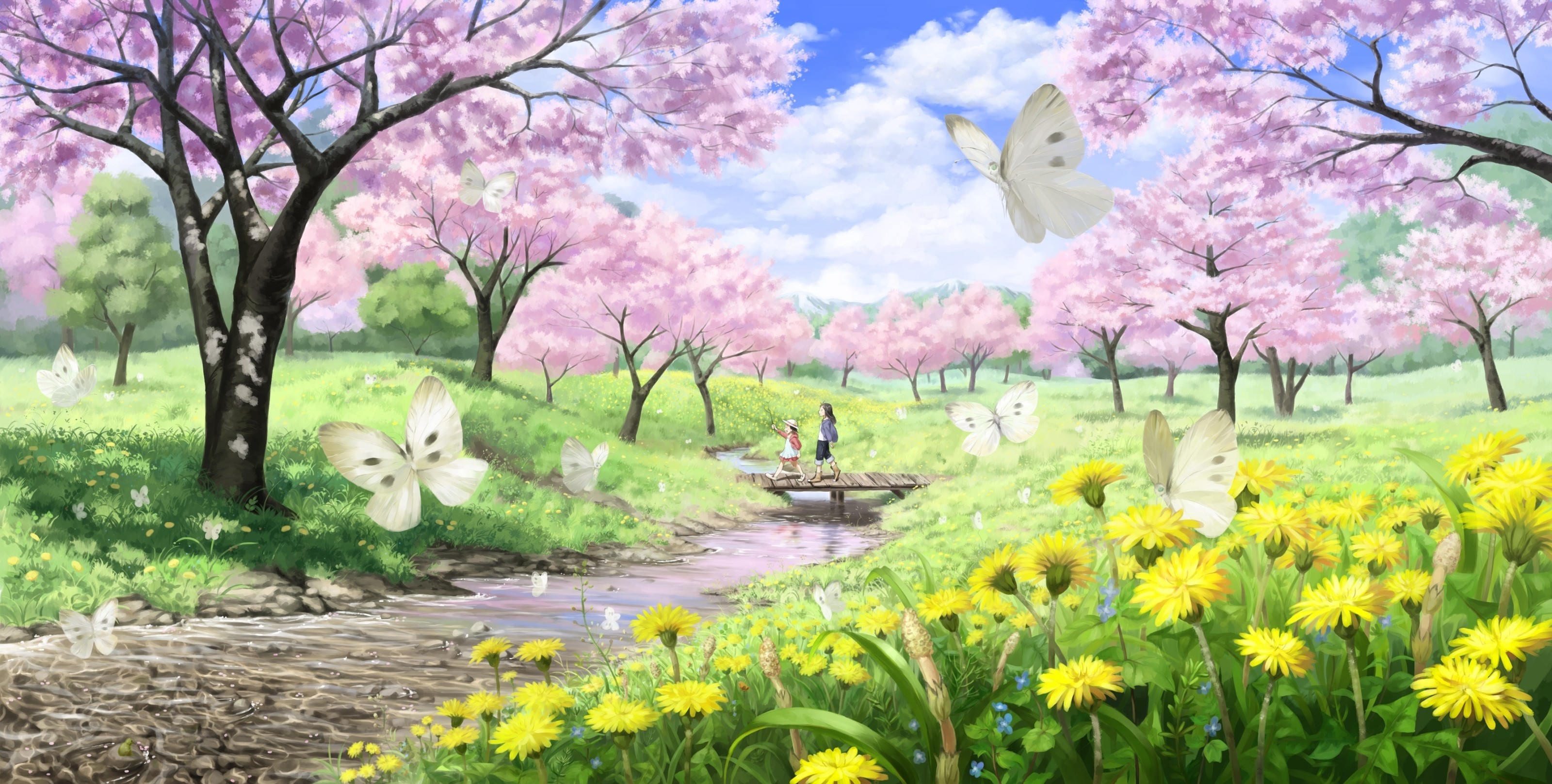 Free Nature Spring Wallpaper Computer Wallpaper Free - Anime Spring Background - HD Wallpaper 