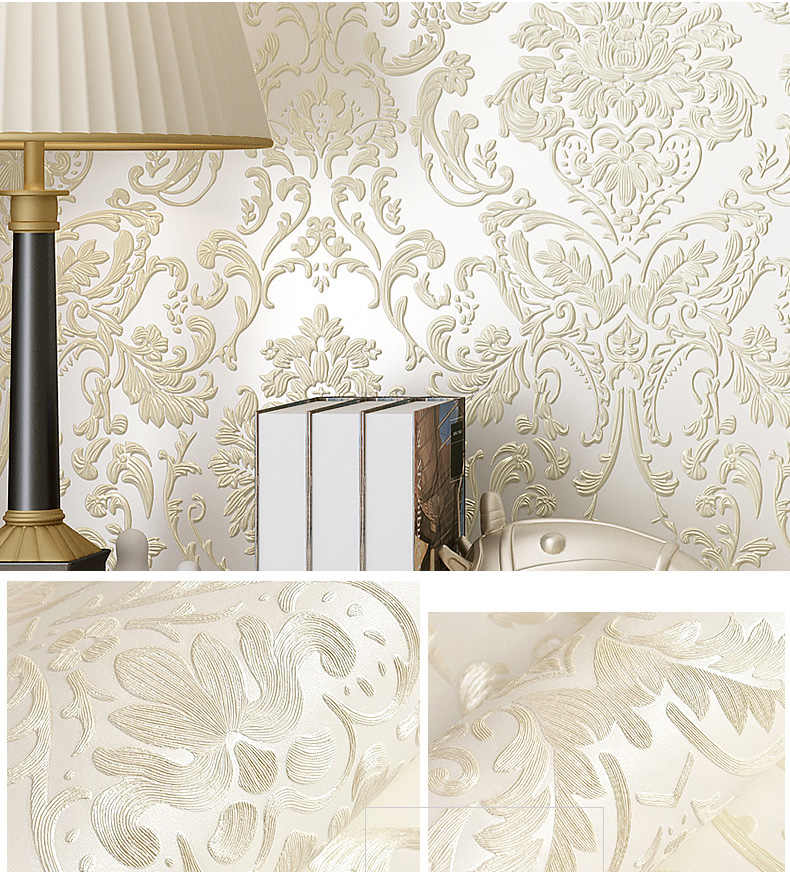 3d Damask Wallpaper Roll For Walls Bedroom Sofa Background - Wallpaper - HD Wallpaper 