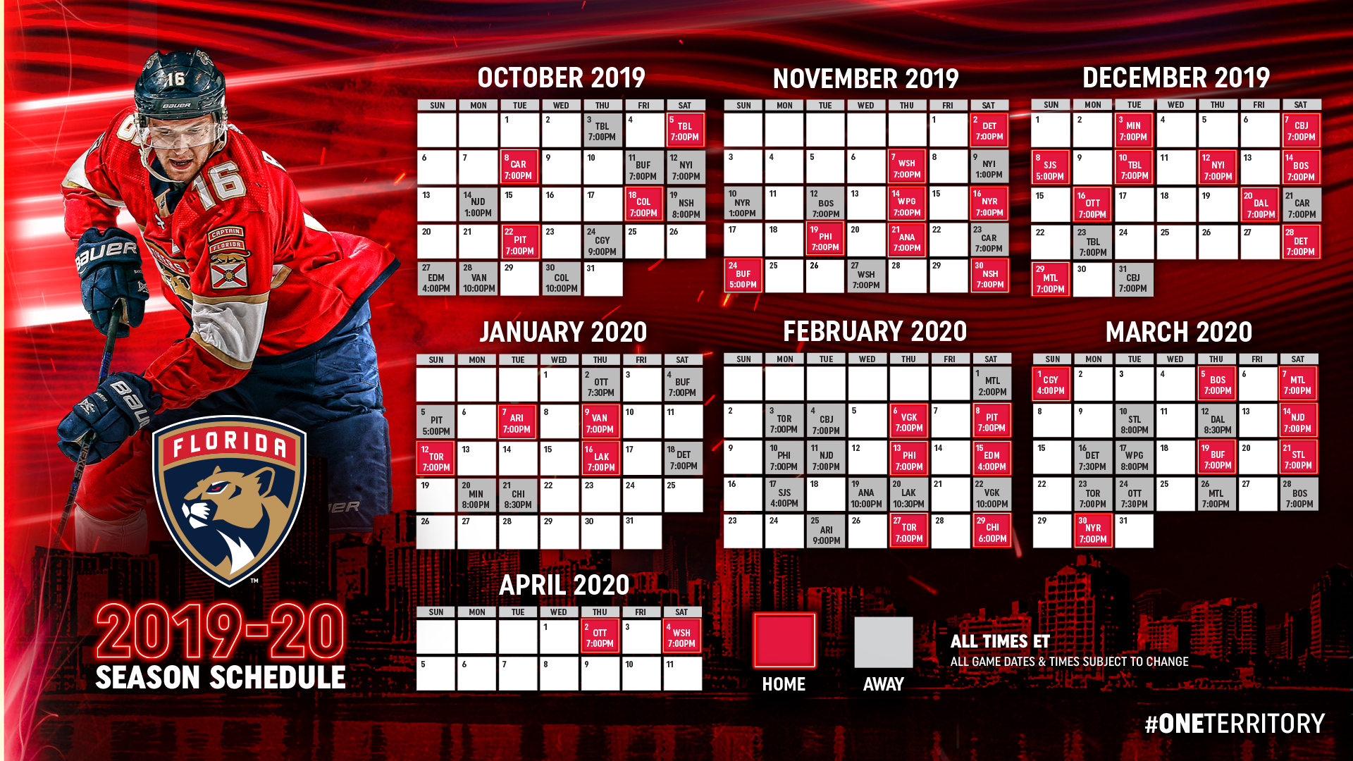 Florida Panthers 2019 2020 Schedule - HD Wallpaper 