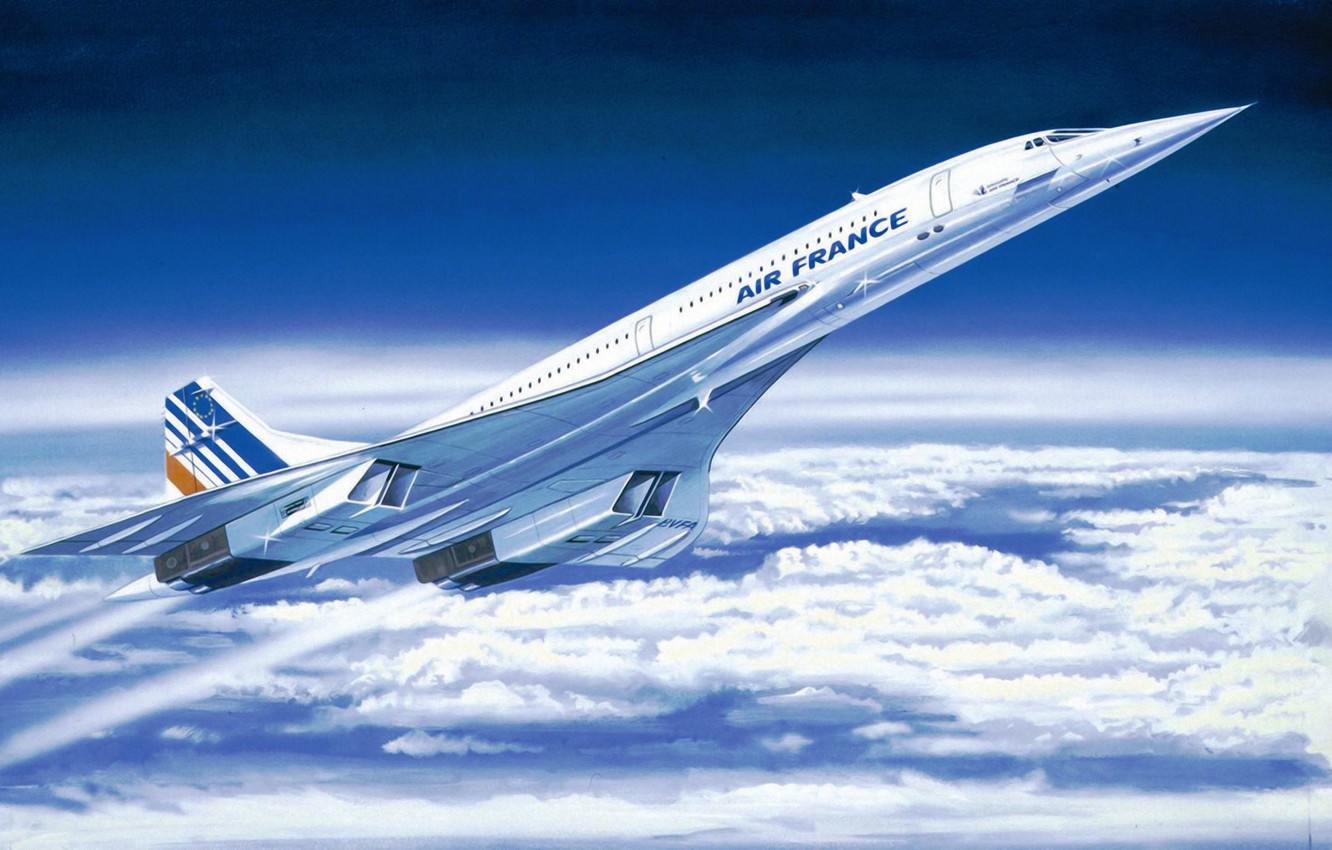 Photo Wallpaper Art, Airplane, Painting, Aviation, - Concorde Airplane - HD Wallpaper 