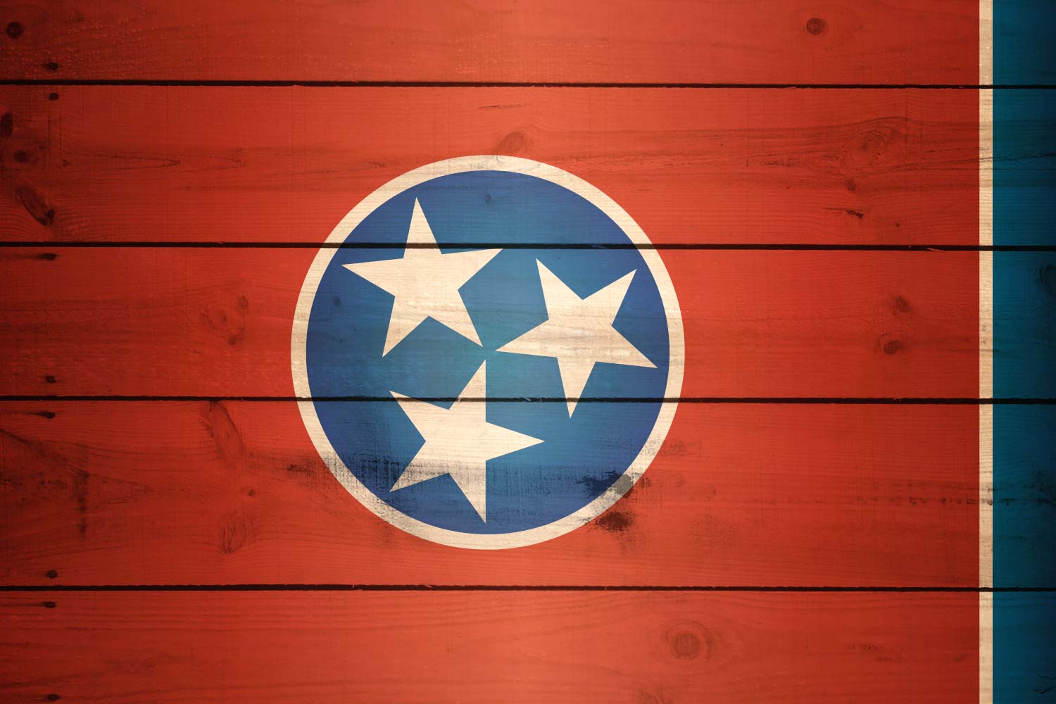 High Resolution Flag Of Tennessee Wood Texture - Tattered Tennessee Flag - HD Wallpaper 