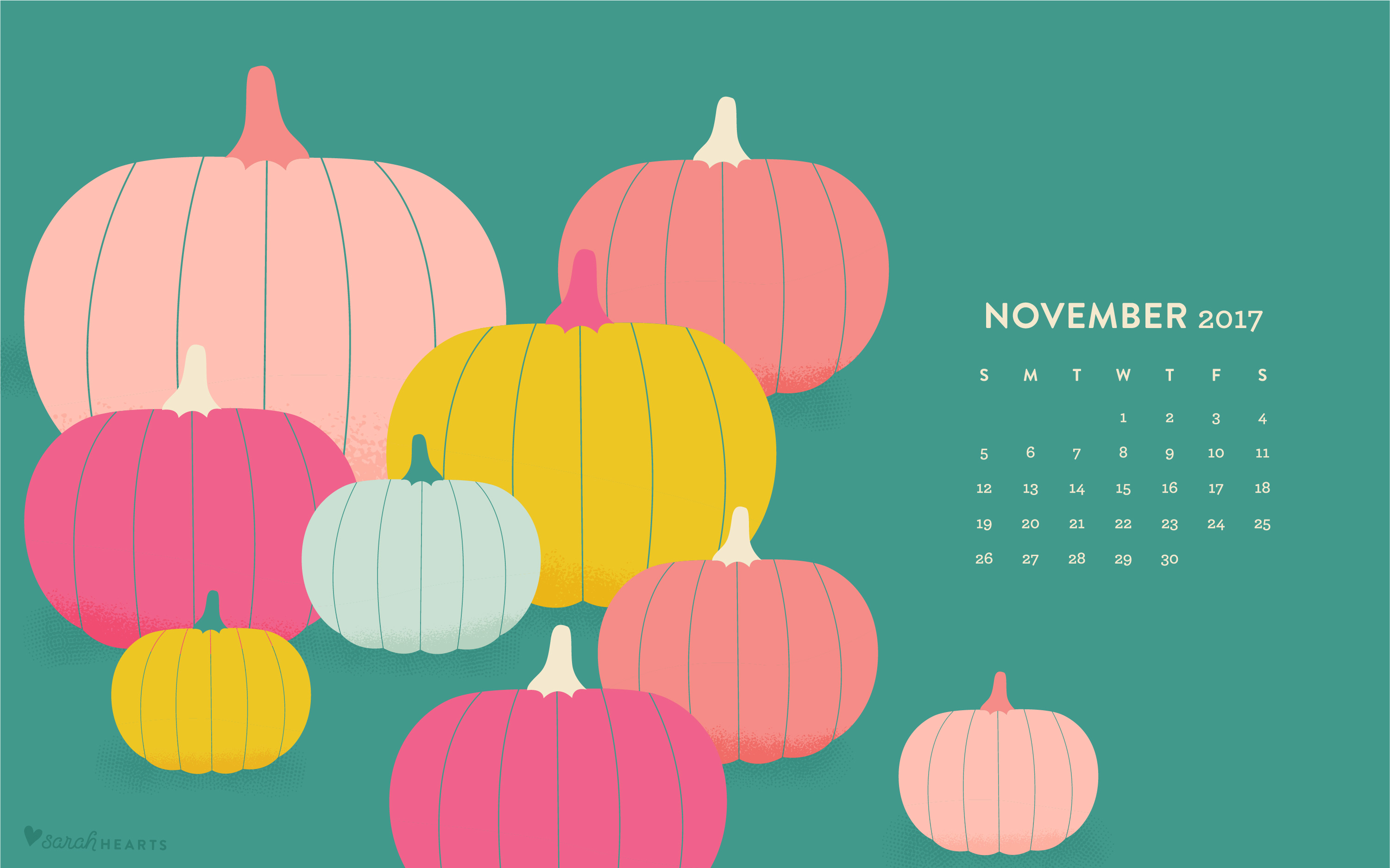 November 2017 Desktop Calendar - HD Wallpaper 