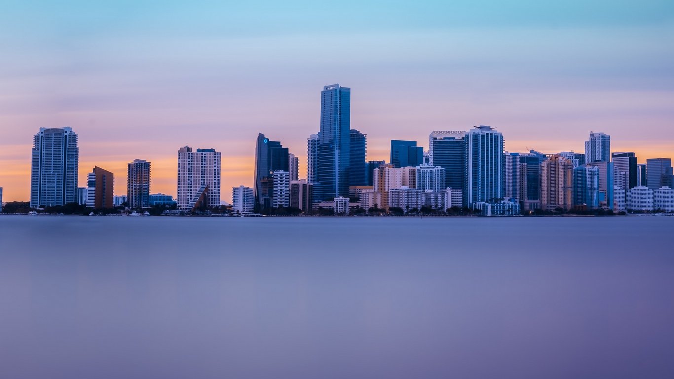 Wallpaper Panorama, Skyscrapers, Miami, United States - Miami Marriott Biscayne Bay - HD Wallpaper 