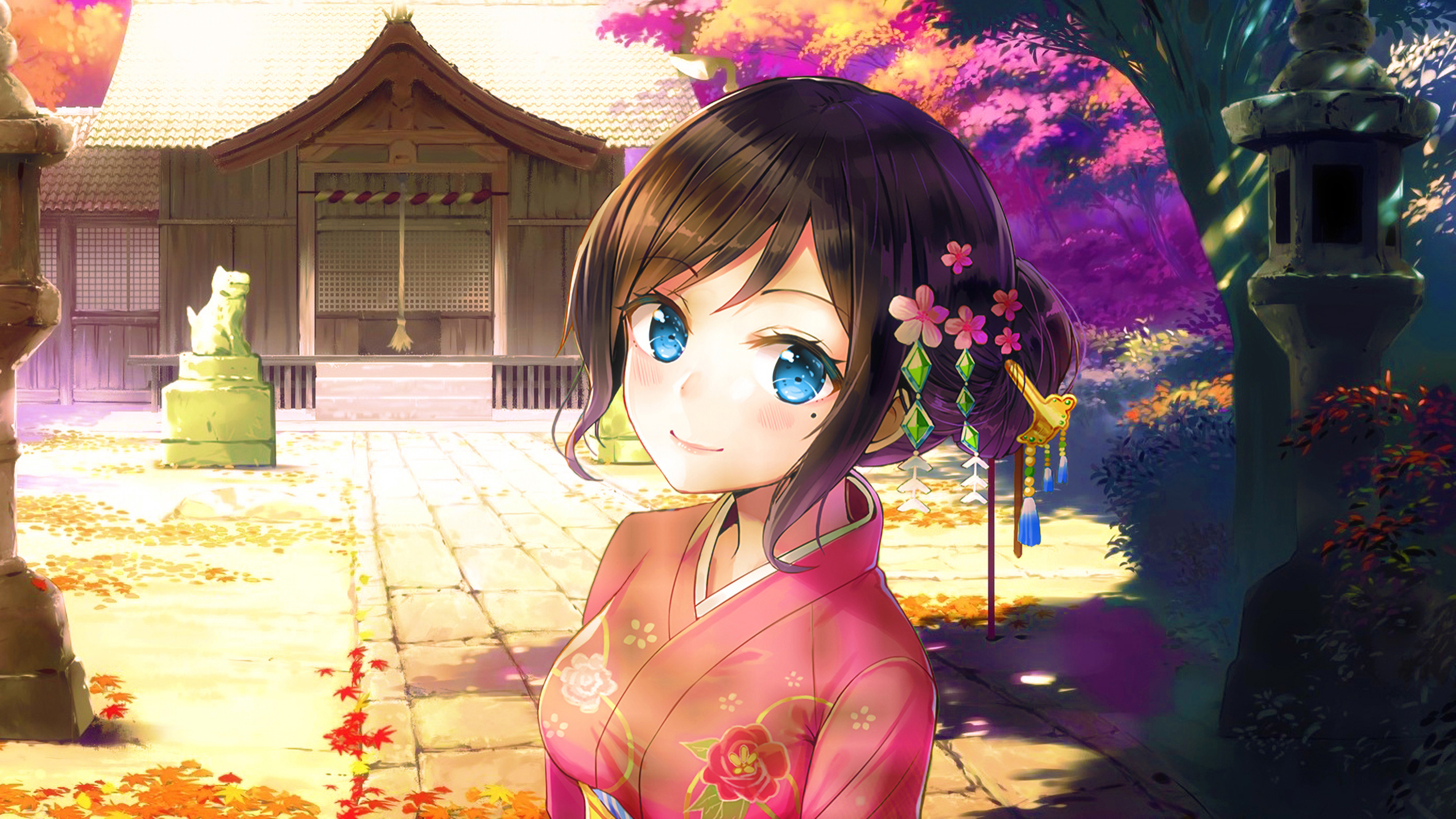 Anime Girl In Kimono - HD Wallpaper 