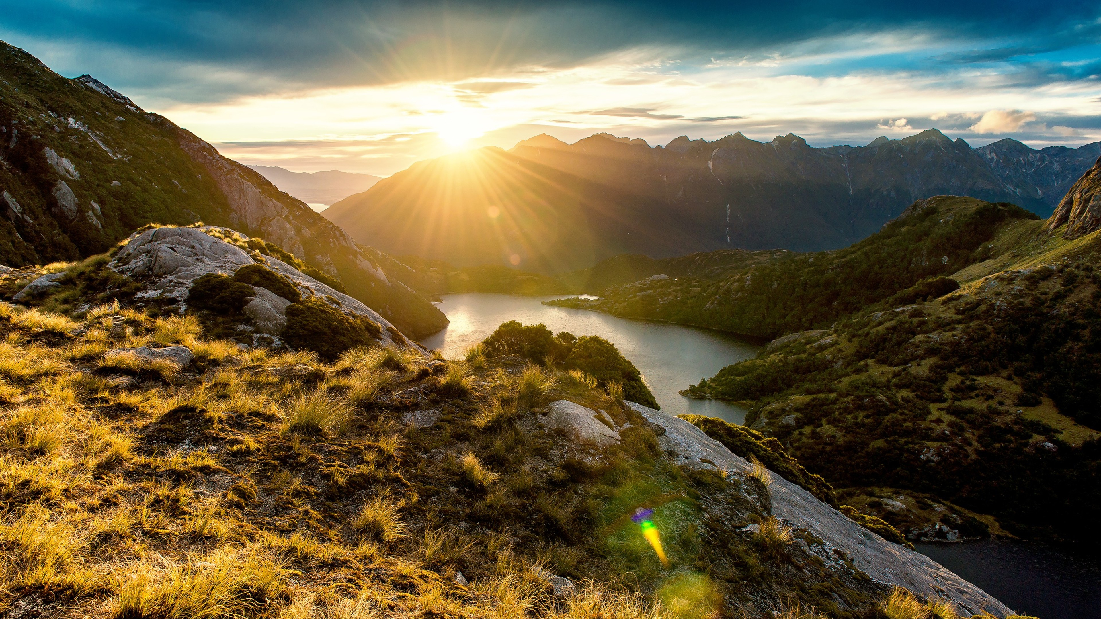 Fiordland Mountain Sunrise 4k Hd 4k Wallpapers, Images - Sunrise Wallpaper Hd In Mountain - HD Wallpaper 