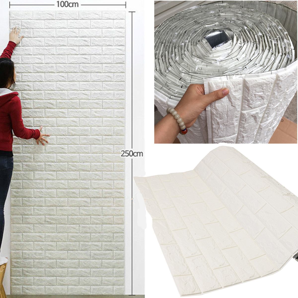 Pe Foam 3d Wall Stickers Brick Pattern Waterproof Self - Papel De Parede De Espuma - HD Wallpaper 