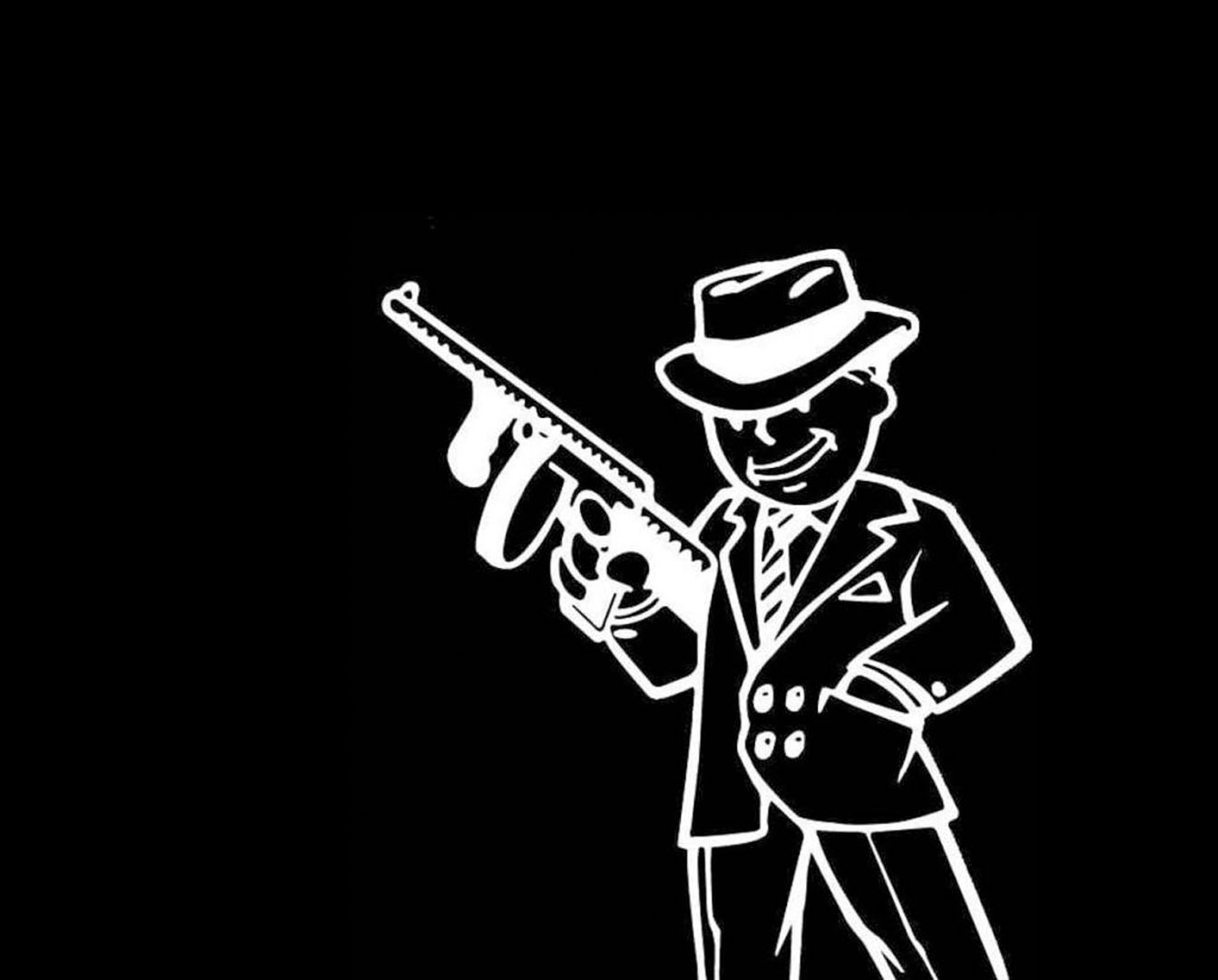 Pip Boy Gangster - Fall Out Black And White - 1342x1080 Wallpaper -  