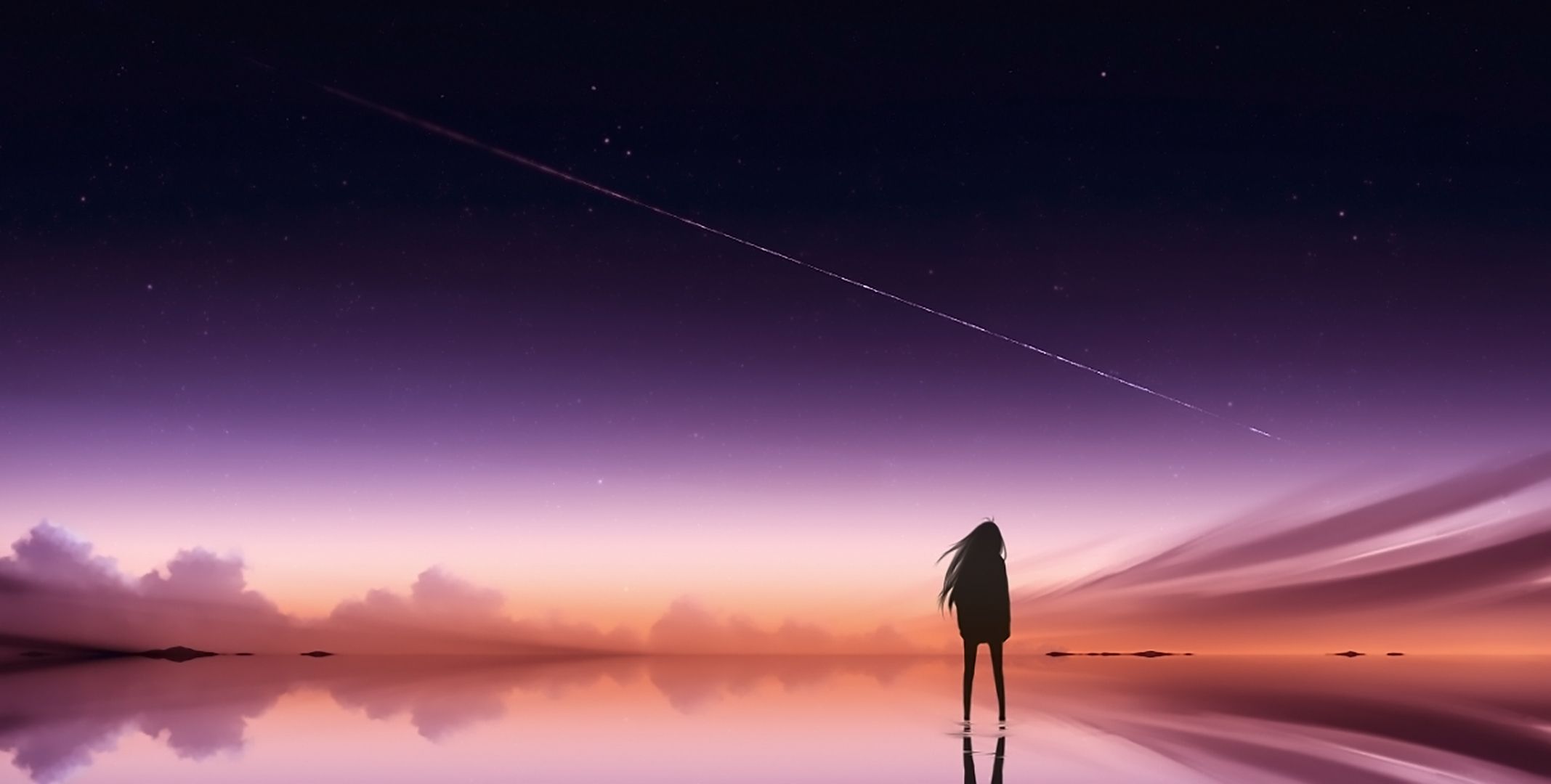 Anime Night Sky - HD Wallpaper 