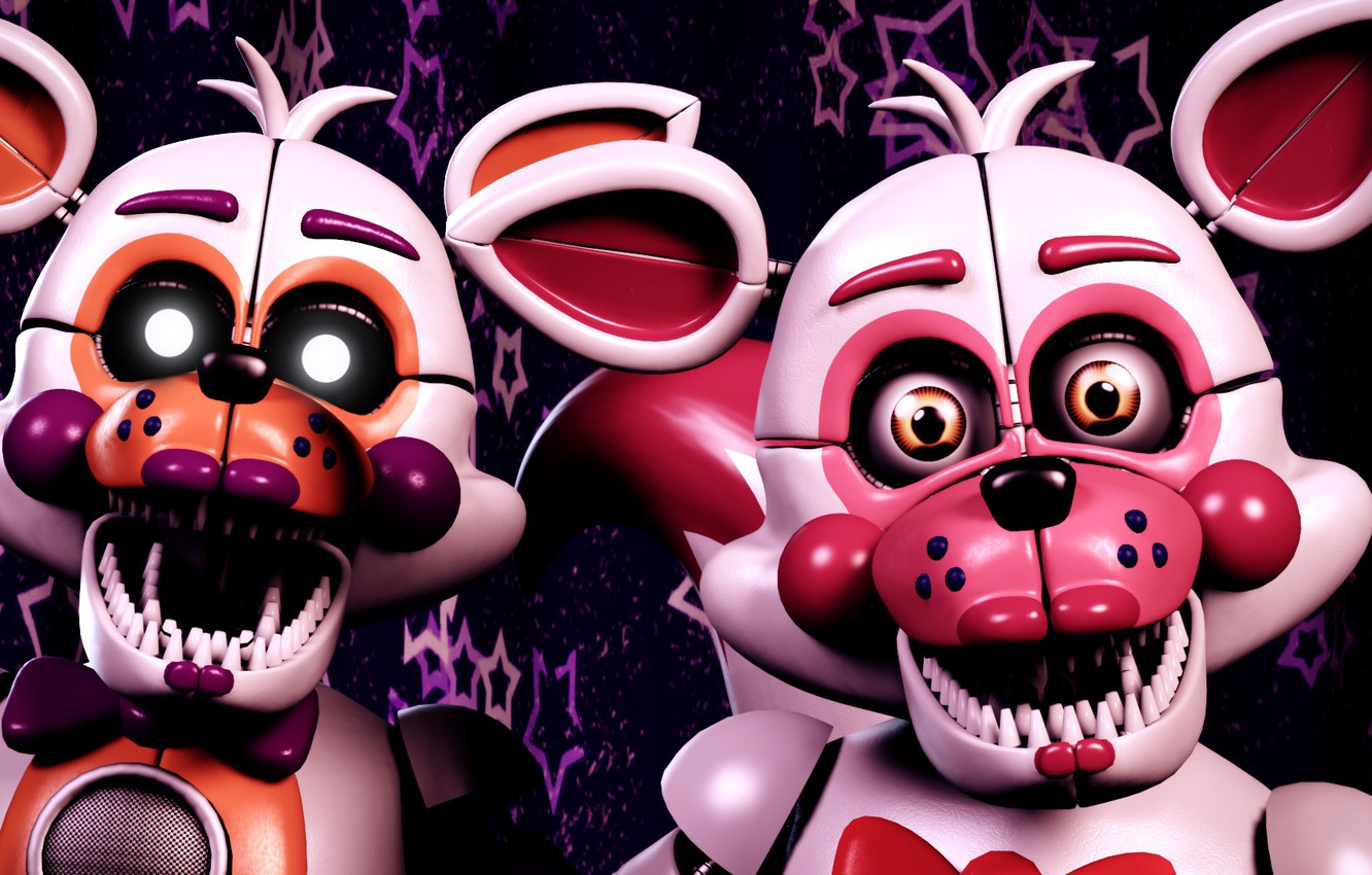 Photo Wallpaper Animals, The Game, Doll, Pair, Toothy, - Funtime Foxy And Lolbit - HD Wallpaper 