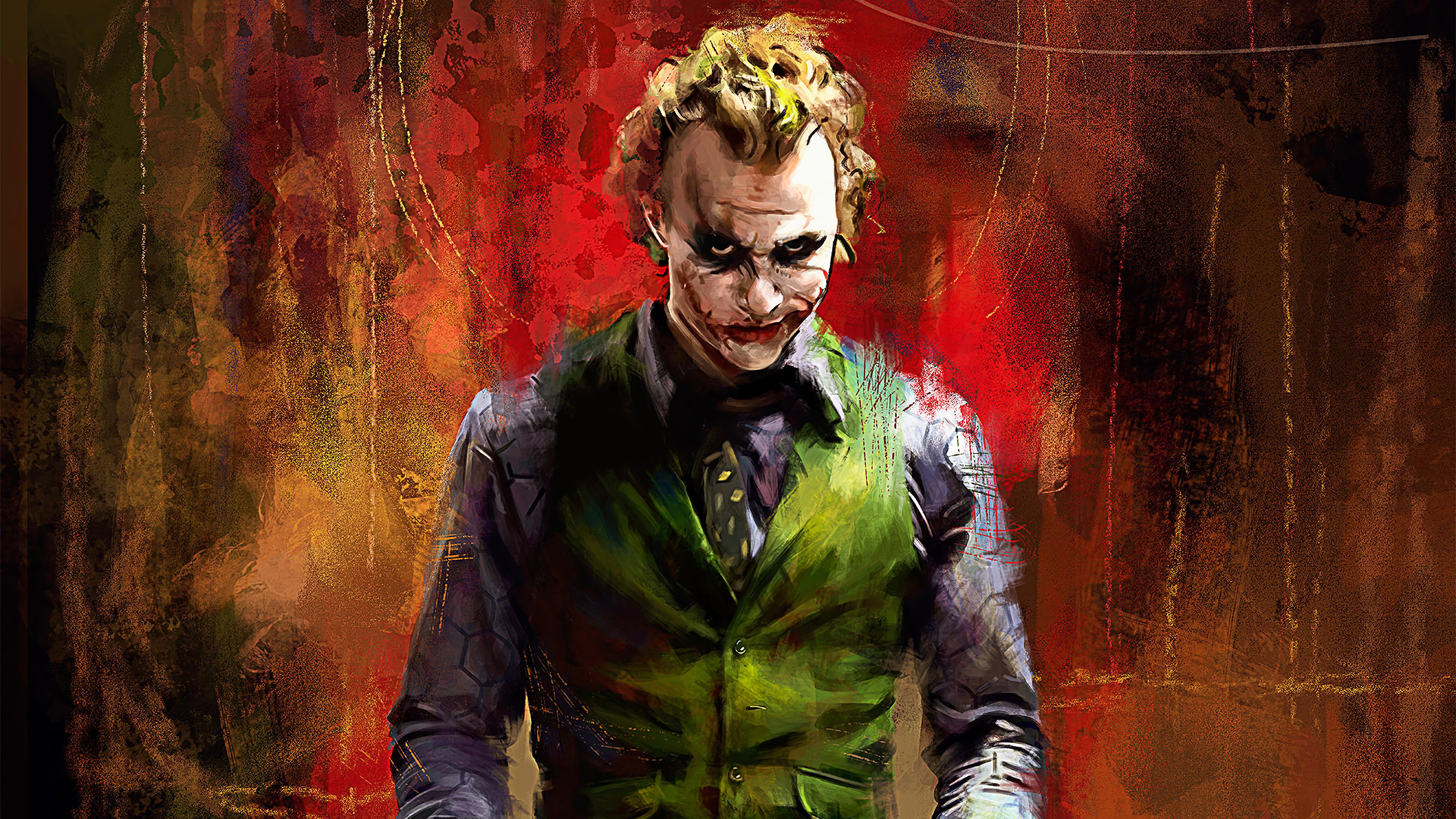 Joker, Heath Ledger, 4k, - Joker Heath Ledger Wallpaper 4k - HD Wallpaper 