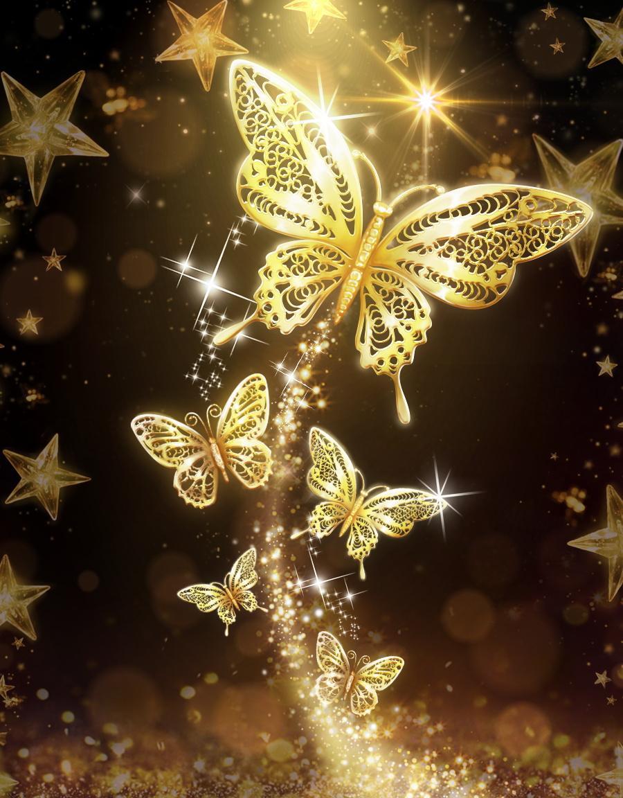 Golden Butterfly Live Wallpaper For Android - Gold Butterfly Wallpaper Hd - HD Wallpaper 