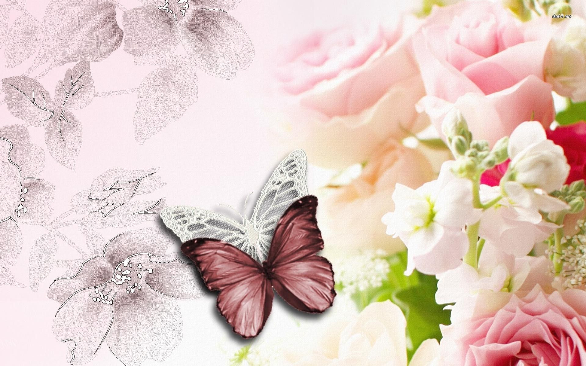 Most Beautiful Butterfly With Flowers - HD Wallpaper 