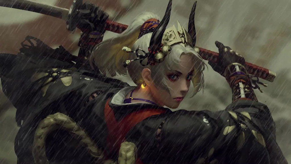 Samurai Girl Rain Live Wallpaper - Samurai Girl Wallpaper Hd - HD Wallpaper 