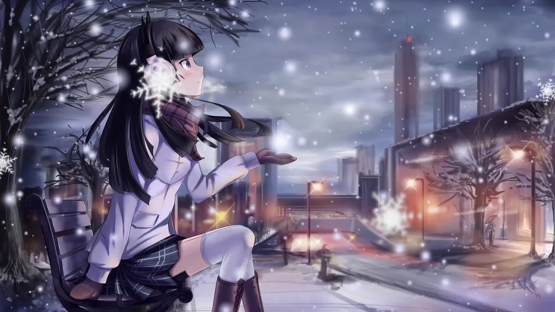 Anime Girl Winter - HD Wallpaper 